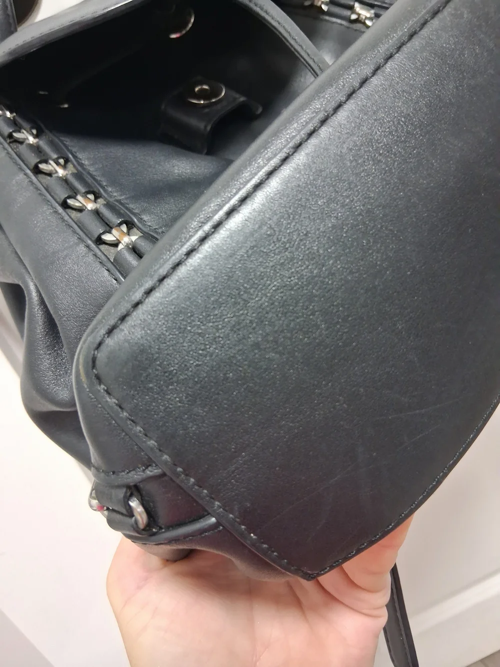Michael Kors SADIE Black Leather Drawstring Backpack